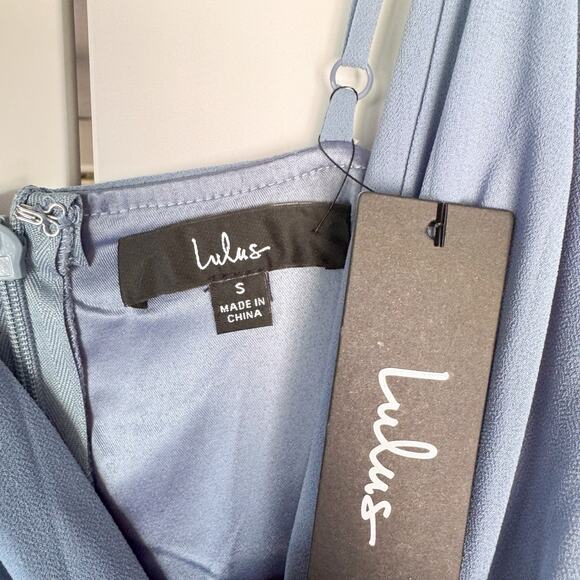 Lulus All About Love Slate Blue Maxi Dress SMALL Lined Formal Chiffon NEW - Picture 5 of 12